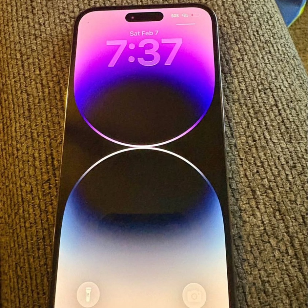 Apple Smartphone with Black and Purple Display